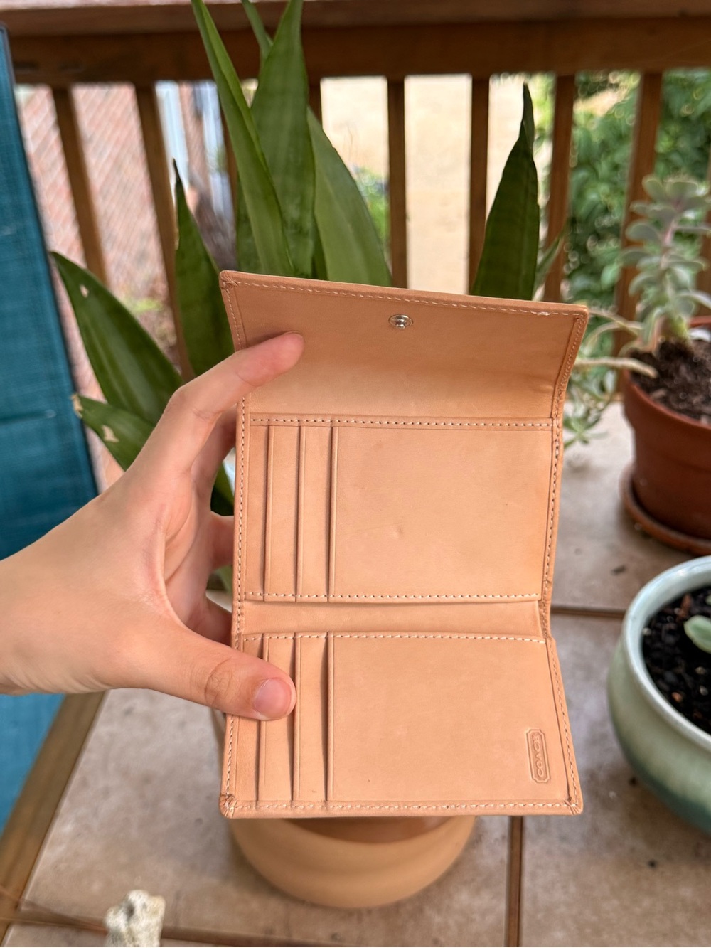 Coach Brown and Tan Signature Canvas Compact Wallet - Picture 4 of 4